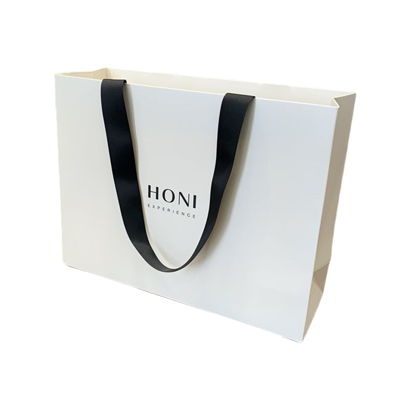 Kundenspezifische Mode-Luxus-Geschenktüten, weiße Papiertüte, Einkaufsverpackung, Tasche für Kleidung