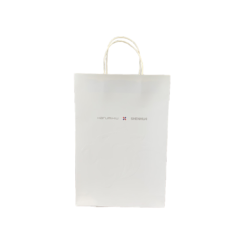 Weiße Papiertüten mit individuellem Logo, Marken-Einkaufstasche, Werbe-Papiertüte mit Griff für Kleidung
